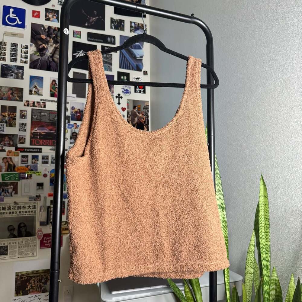 Victoria's Secret PINK Co-ZZZy Fleece Sleep Tank Top Brown XXL